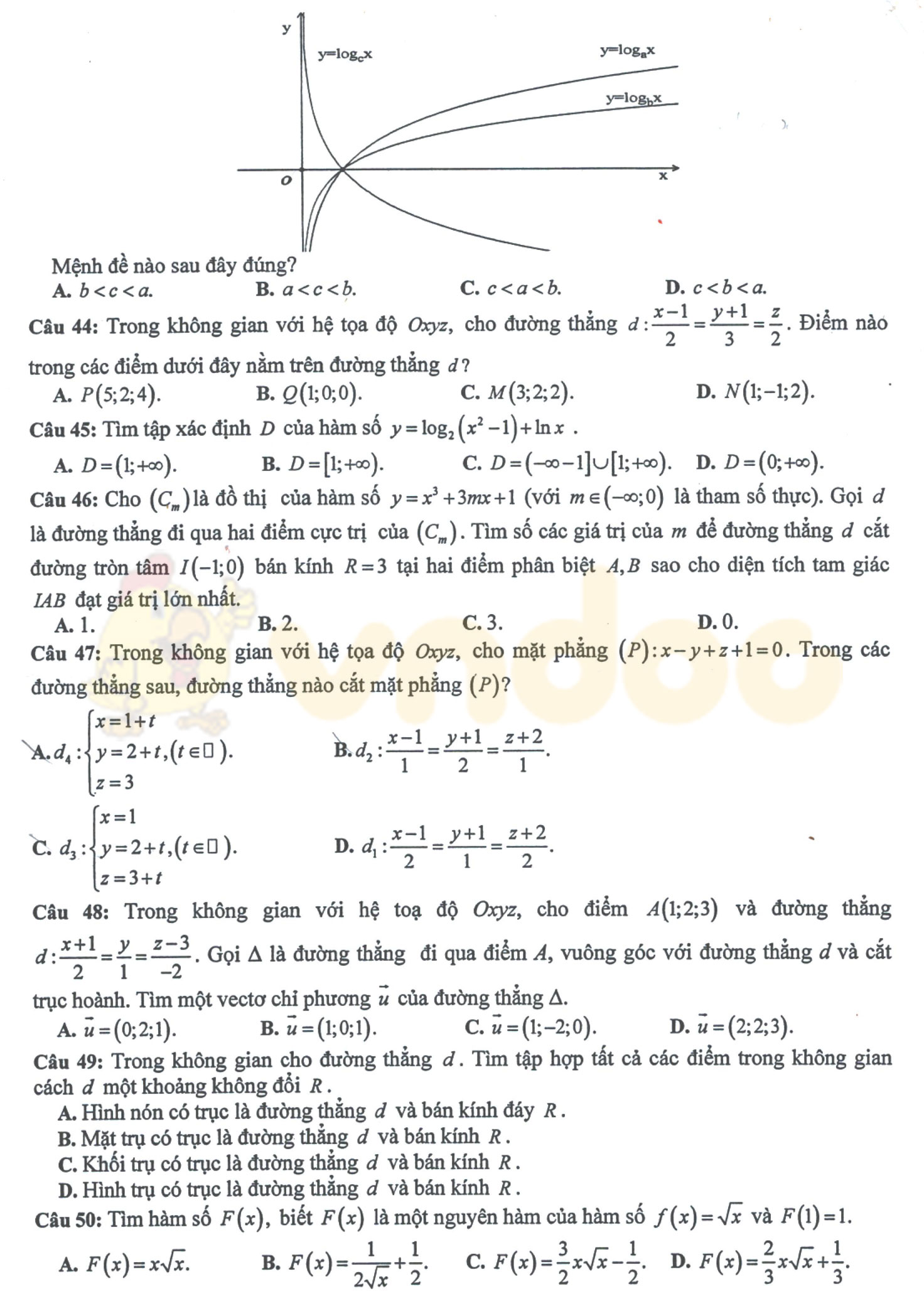 Đề thi thử THPT Quốc gia năm 2017 môn Toán