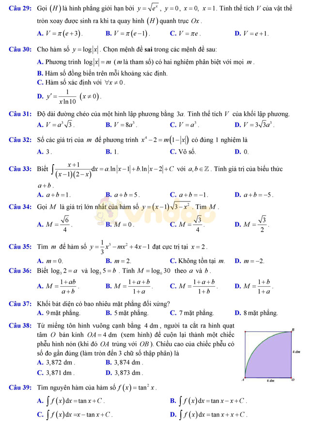 Đề thi thử THPT Quốc gia năm 2017 môn Toán