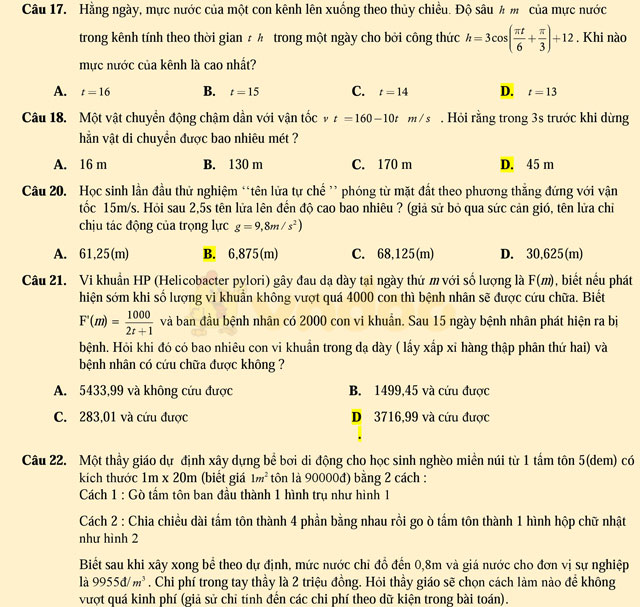 121 bài toán ứng dụng thực tế có hướng dẫn giải chi tiết 121 bài toán ứng dụng thực tế có hướng dẫn giải chi tiết