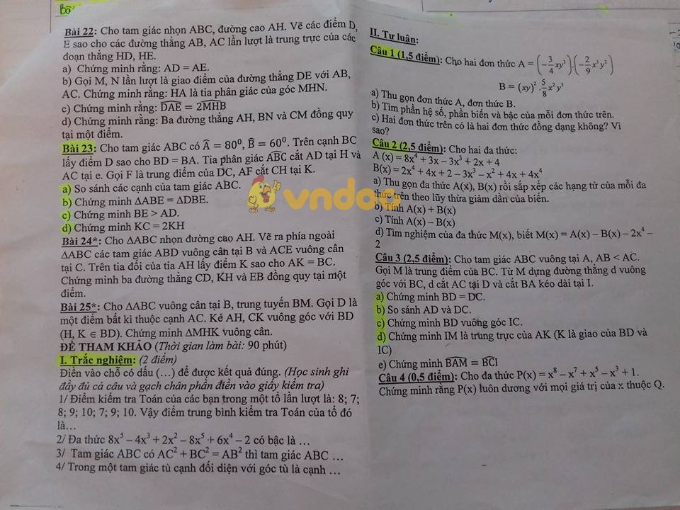 Đề cương ôn tập học kì 2 môn Toán lớp 7 trường THCS Nguyễn Trường Tộ năm học 2016 - 2017 Đề cương ôn tập học kì 2 môn Toán lớp 7 trường THCS Nguyễn Trường Tộ năm học 2016 - 2017