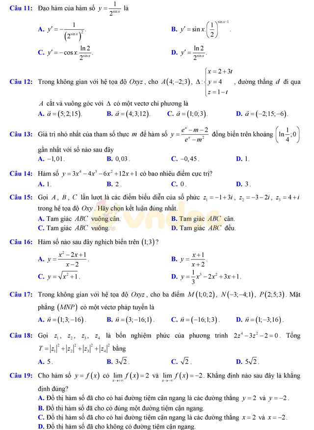 Đề thi thử THPT Quốc gia 2017 môn Toán