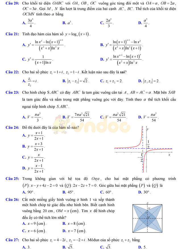 Đề thi thử THPT Quốc gia 2017 môn Toán