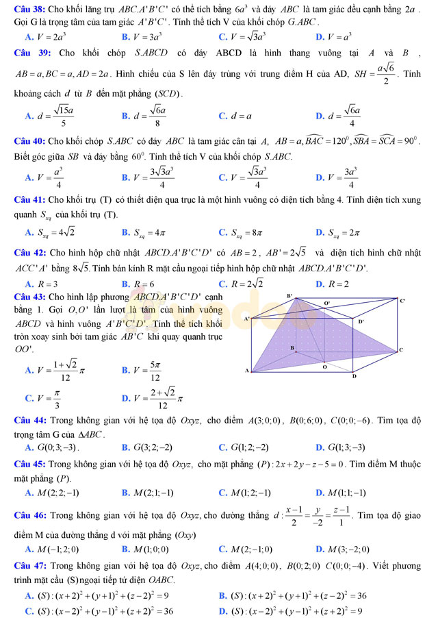 Đề thi thử THPT Quốc gia 2017 môn Toán