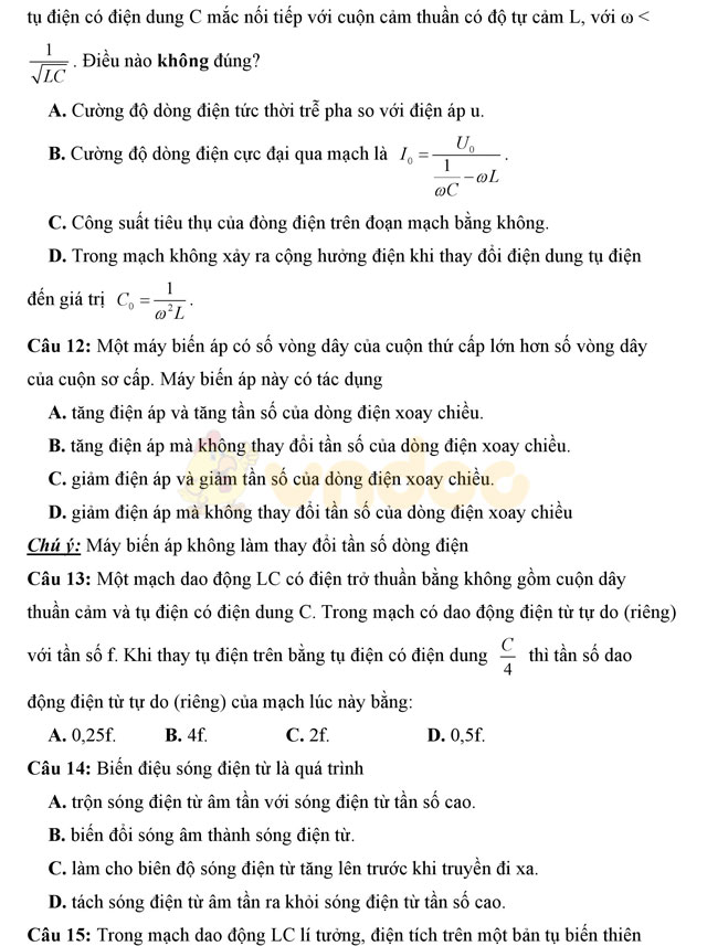 Đề thi thử THPT Quốc gia 2017 môn Vật lý