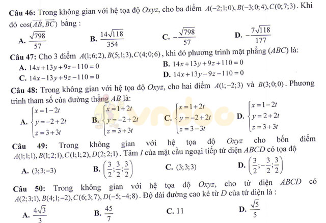 Đề thi thử THPT Quốc gia 2017 môn Toán