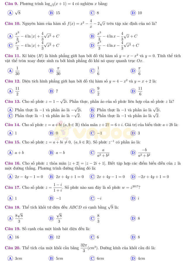 Đề thi thử THPT Quốc gia 2017 môn Toán