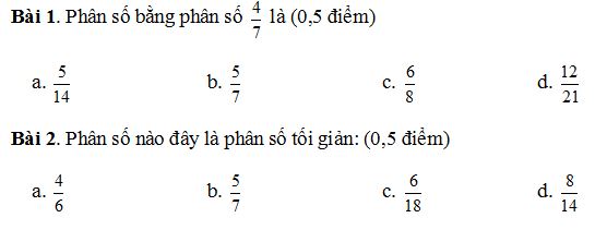 Đề thi học kì 2 môn Toán lớp 4