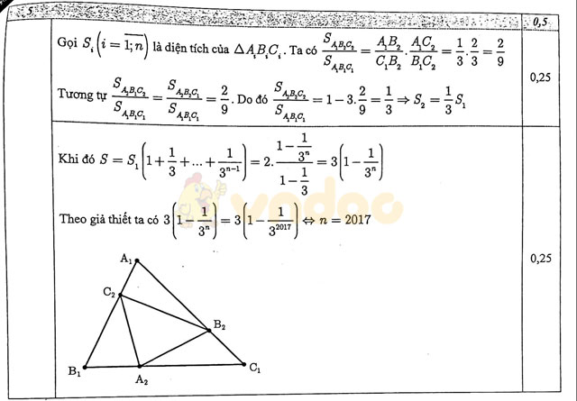 Đáp án đề thi học kì 2 lớp 11 môn Toán