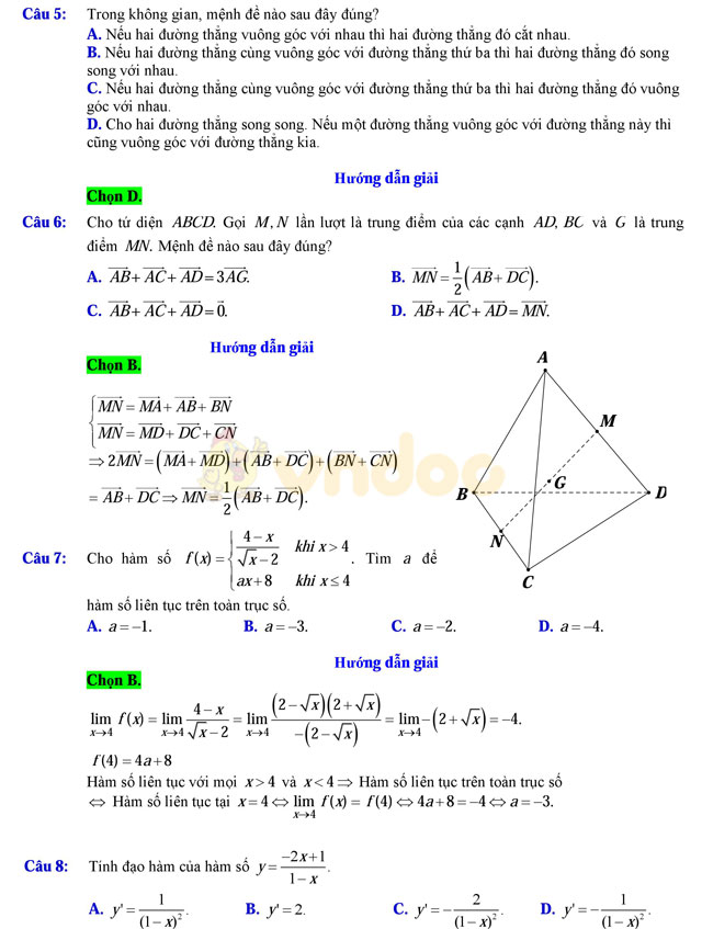 Đề thi học kì 2 lớp 11 môn Toán