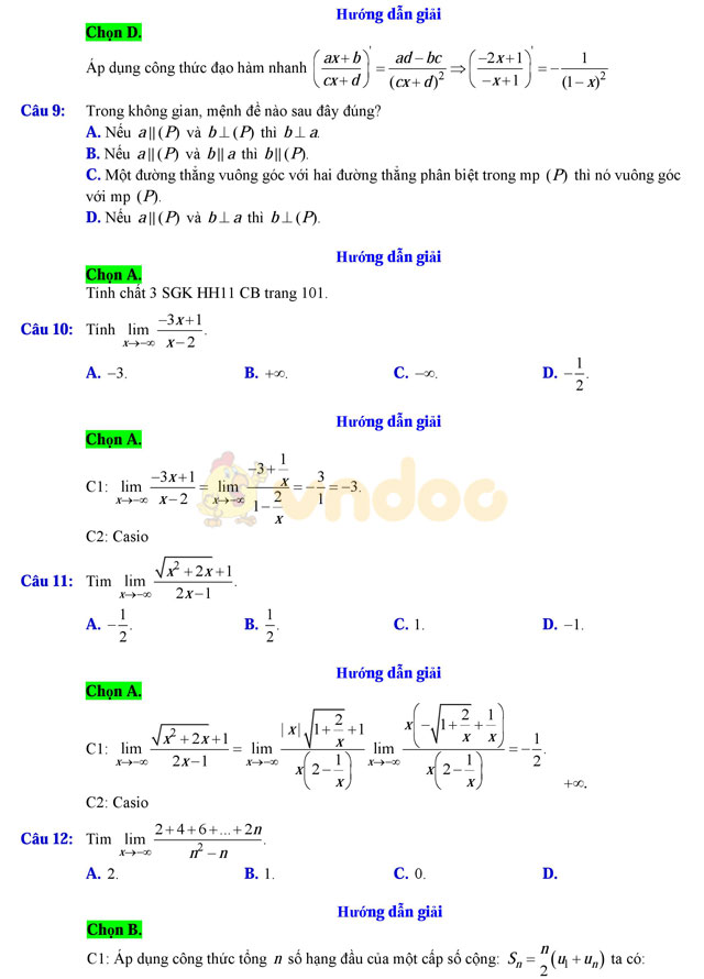 Đề thi học kì 2 lớp 11 môn Toán