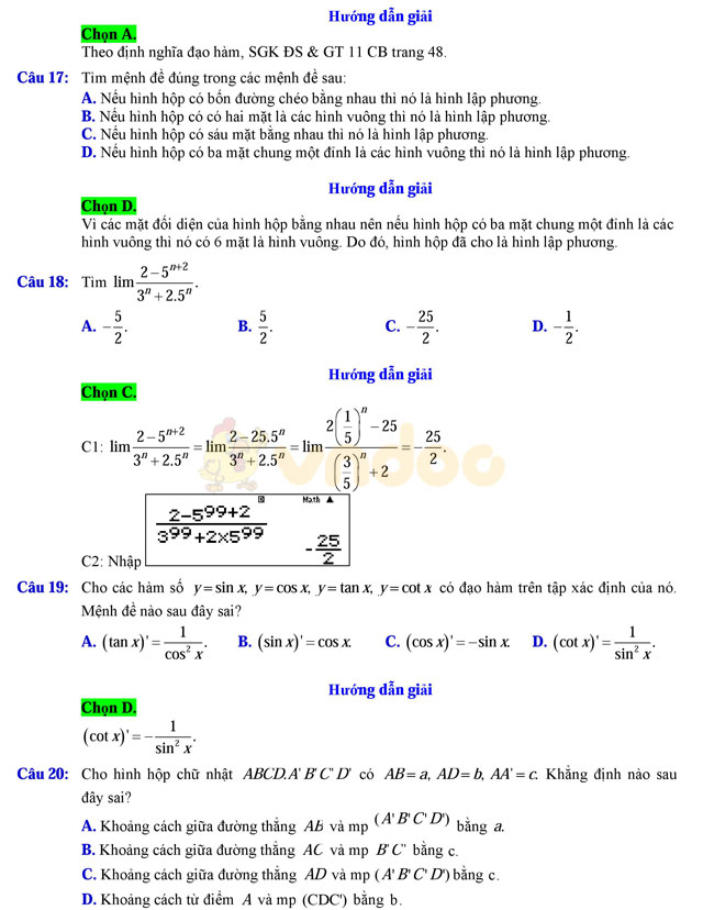 Đề thi học kì 2 lớp 11 môn Toán