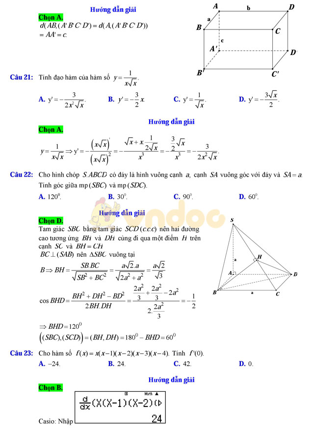 Đề thi học kì 2 lớp 11 môn Toán