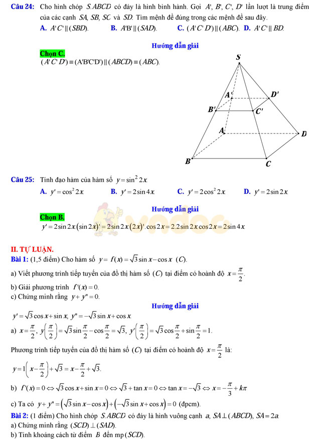 Đề thi học kì 2 lớp 11 môn Toán