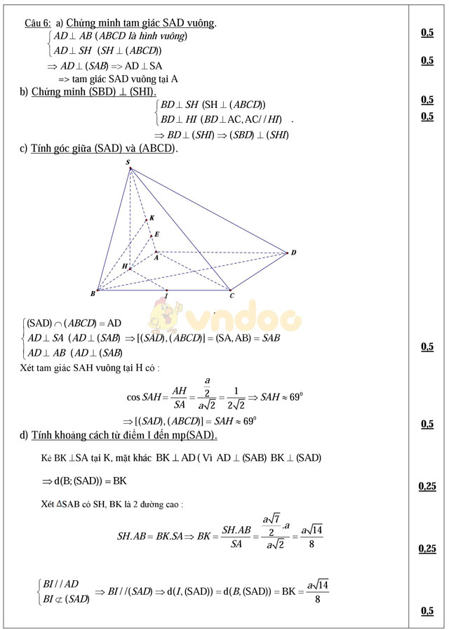 Đề thi học kì 2 môn Toán lớp 11 có đáp án