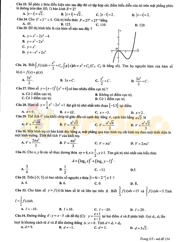 Đề thi thử THPT Quốc gia năm 2017 môn Toán