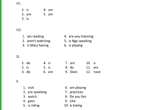 Đáp án 121 Bài tập Tiếng anh 6 thí điểm 121 bài tập tiếng anh lớp 6 thí điểm