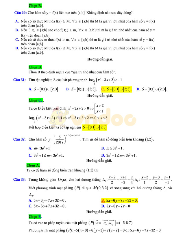 Đề thi thử THPT Quốc gia năm 2017 môn Toán Đề thi thử THPT Quốc gia năm 2017 môn Toán