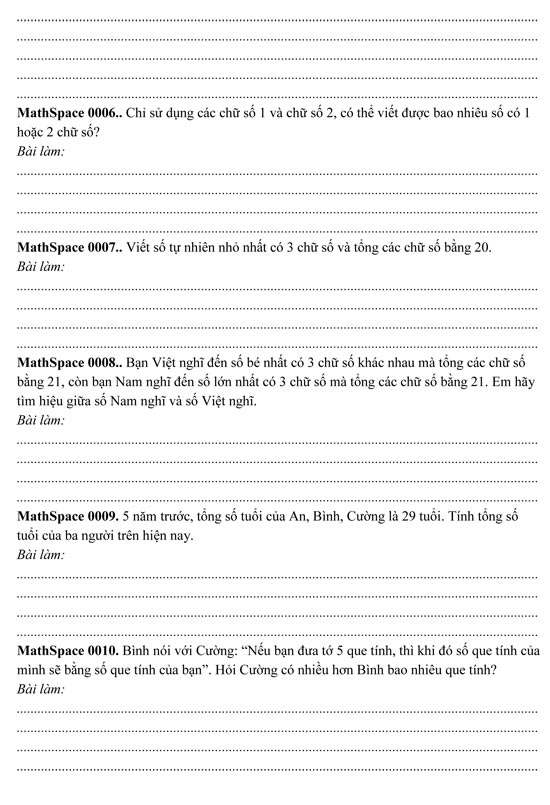 1001 bài toán tư duy lớp 2