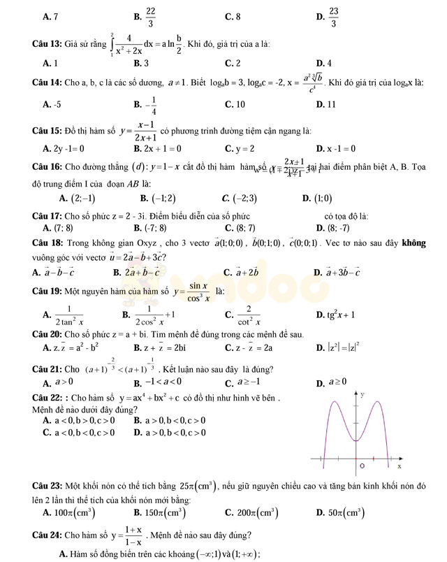 Đề thi thử THPT Quốc gia năm 2017 môn Toán