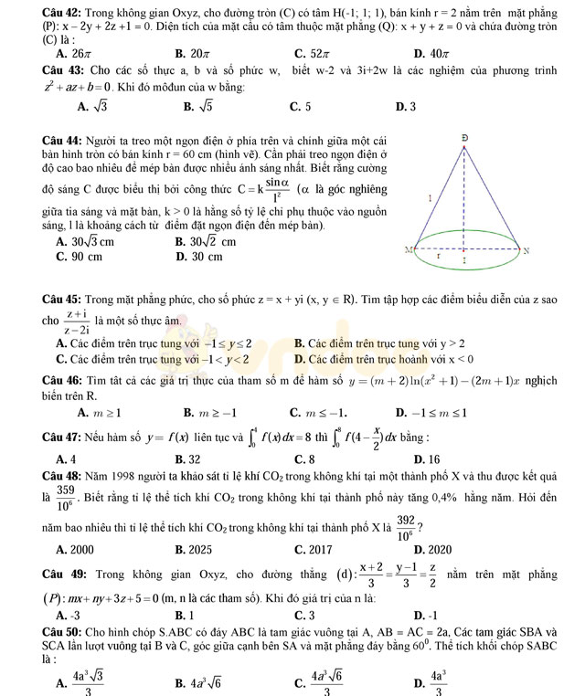 Đề thi thử THPT Quốc gia năm 2017 môn Toán