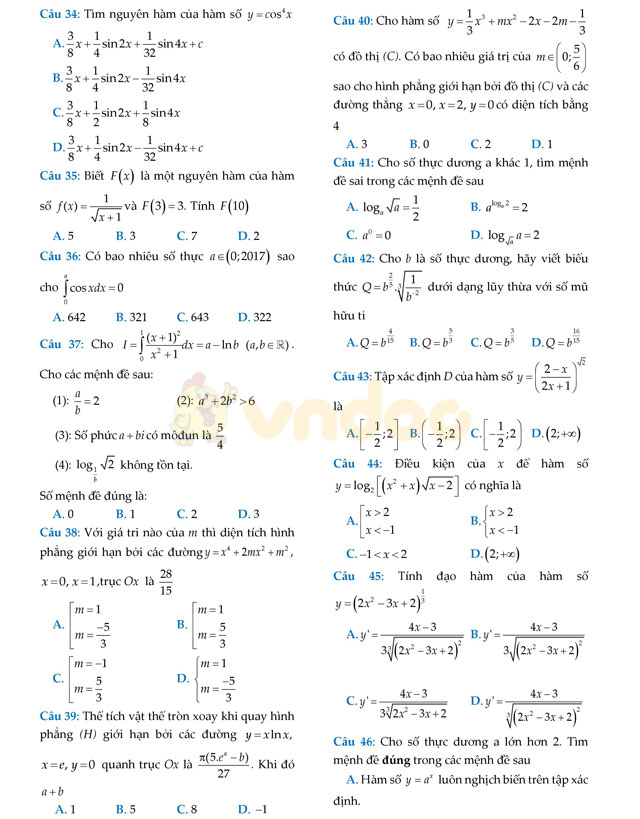 Đề thi thử THPT Quốc gia năm 2017 môn Toán