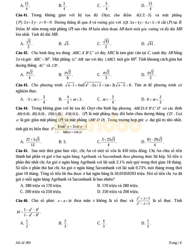 Đề thi thử THPT Quốc gia năm 2017 môn Toán