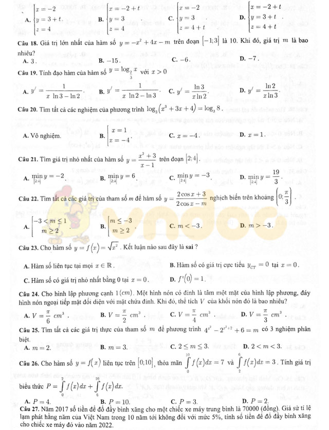 Đề thi thử THPT Quốc gia năm 2017 môn Toán Đề thi thử THPT Quốc gia năm 2017 môn Toán