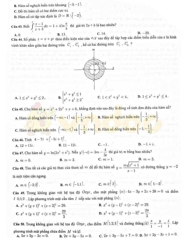 Đề thi thử THPT Quốc gia năm 2017 môn Toán Đề thi thử THPT Quốc gia năm 2017 môn Toán