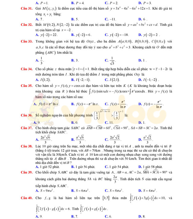 Đề thi thử THPT Quốc gia năm 2017 môn Toán