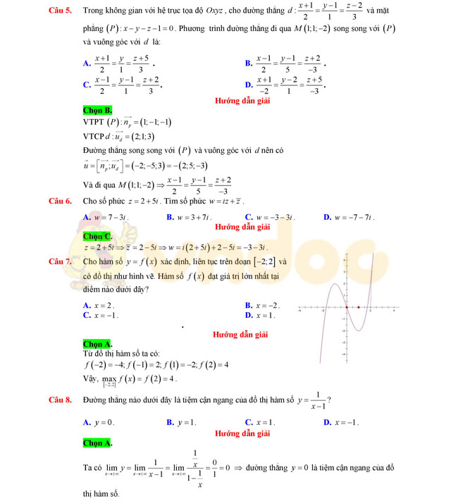 Đáp án đề thi thử THPT Quốc gia năm 2017 môn Toán