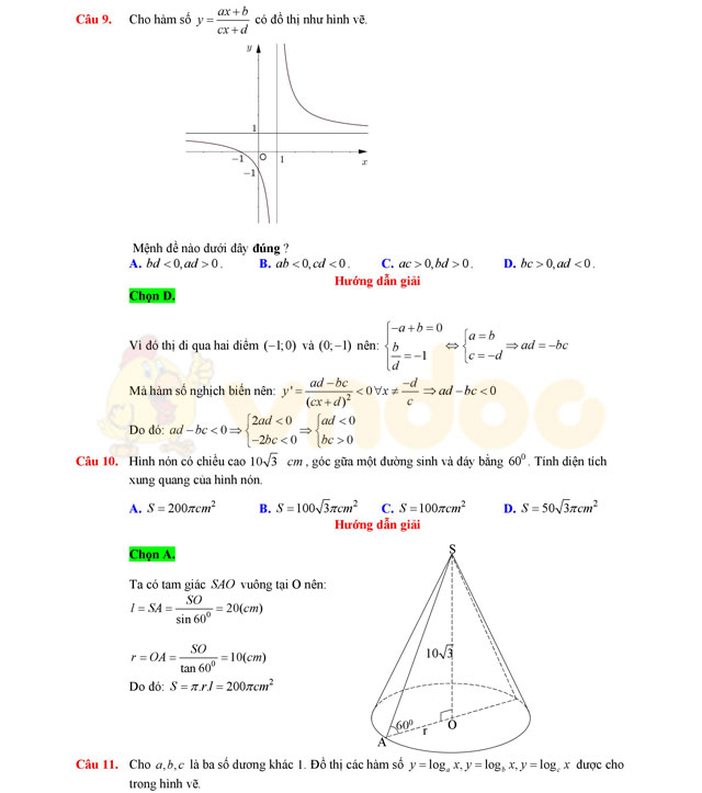 Đáp án đề thi thử THPT Quốc gia năm 2017 môn Toán