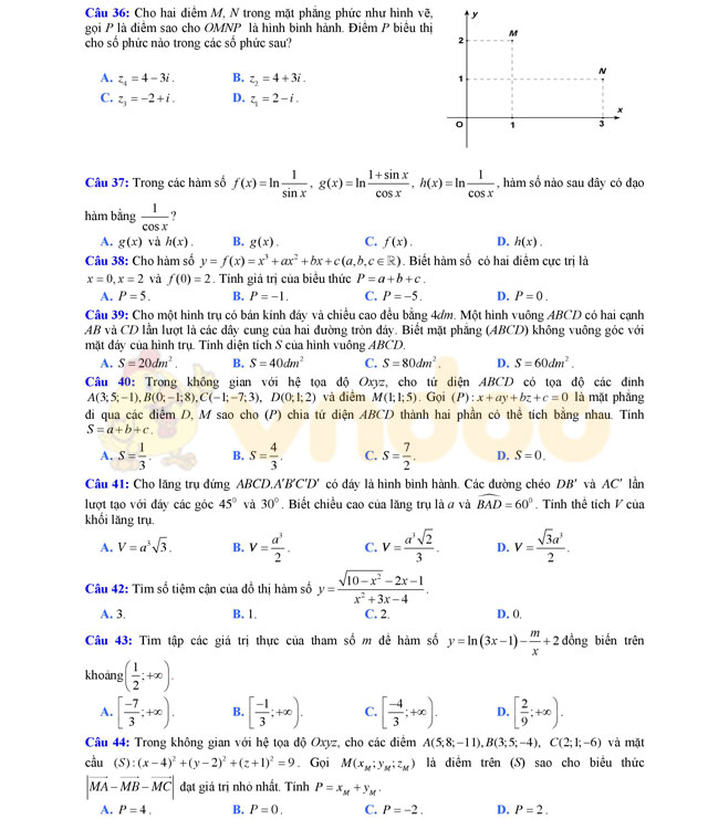 Đề thi thử THPT Quốc gia năm 2017 môn Toán