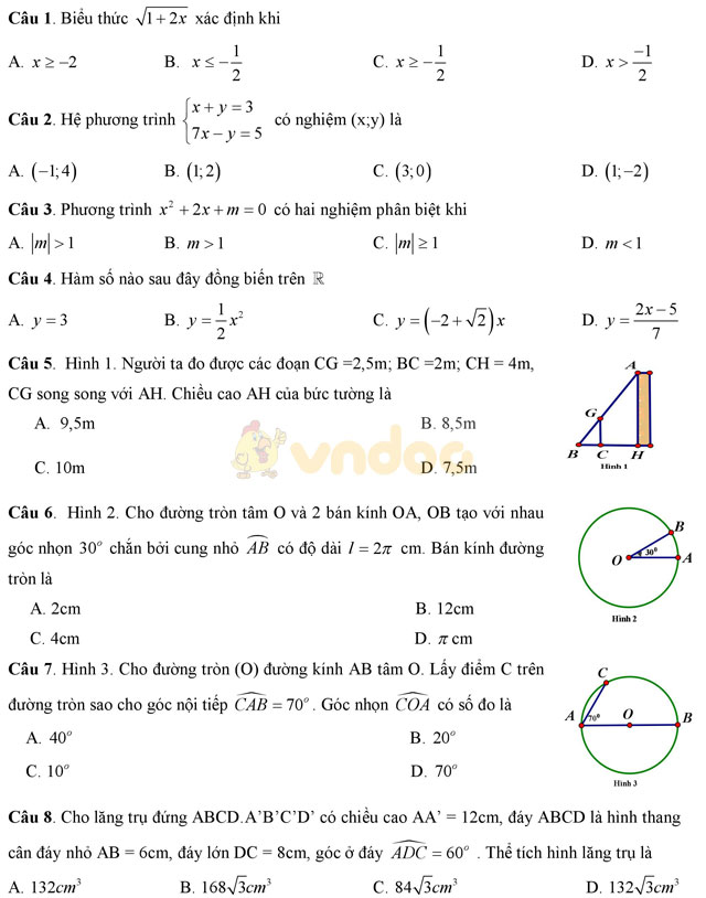 Đề thi thử vào lớp 10 môn Toán trường THPT Lê Quý Đôn, Hải Phòng năm học 2016 - 2017 Đề thi thử vào lớp 10 môn Toán có đáp án