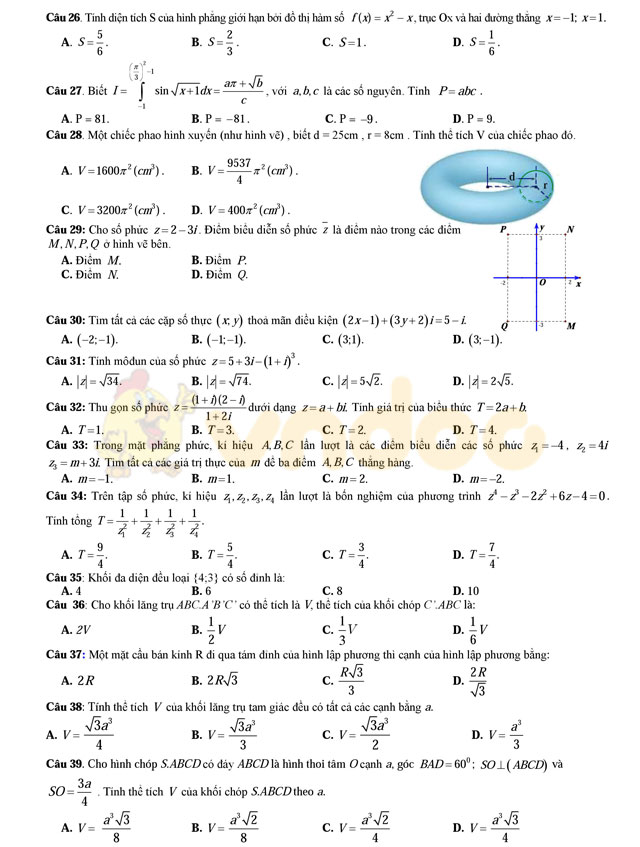 Đề thi thử THPT Quốc gia năm 2017 môn Toán