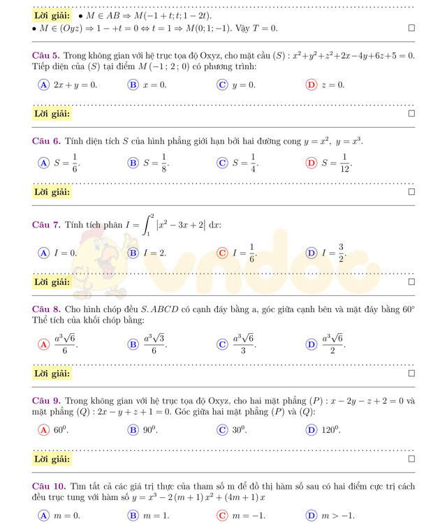 Đề thi thử THPT Quốc gia năm 2017 môn Toán 
