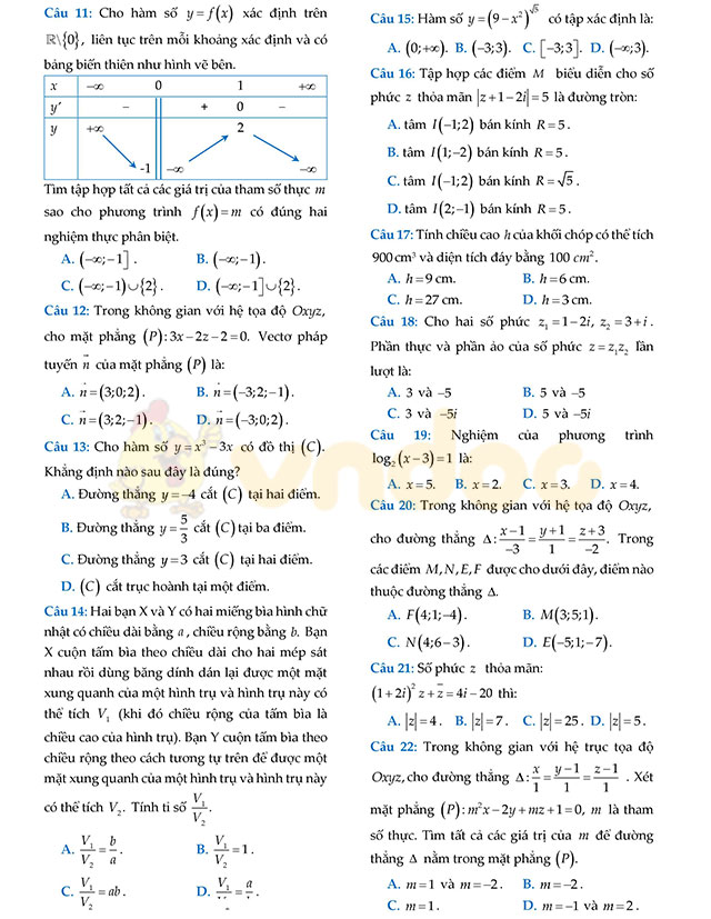 Đề thi thử THPT Quốc gia năm 2017 môn Toán