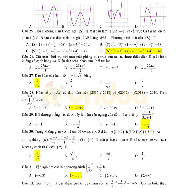 Đề thi thử THPT Quốc gia năm 2017 môn Toán