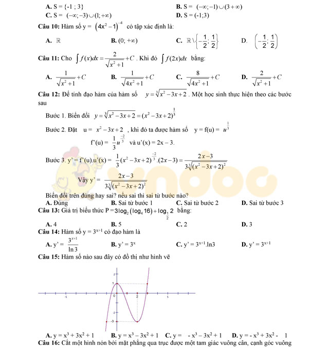 Đề thi thử THPT Quốc gia năm 2017 môn Toán