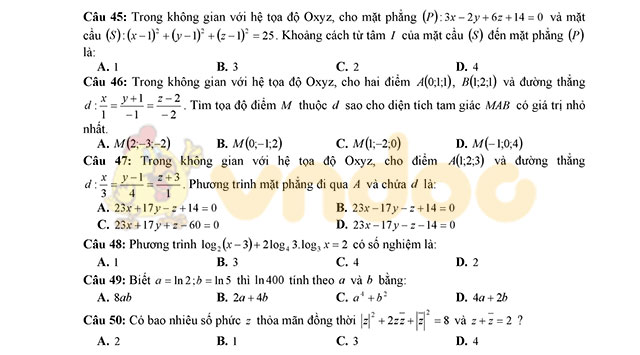 Đề thi thử THPT Quốc gia 2017 môn Toán