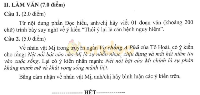 Đề thi thử THPT Quốc gia năm 2017 môn Ngữ văn có đáp án