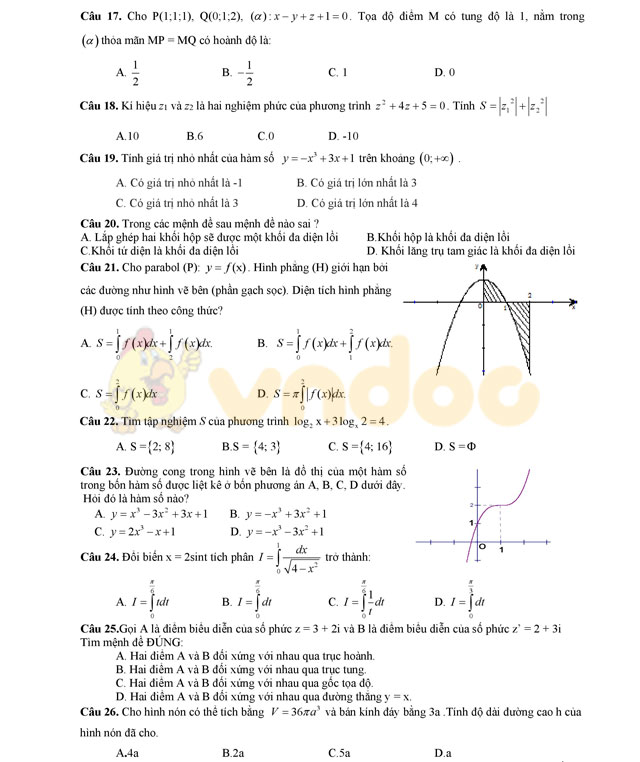 Đề thi thử THPT Quốc gia năm 2017 môn Toán 