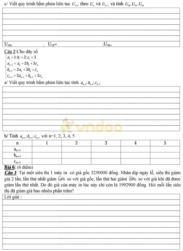 Đề thi học sinh giỏi giải toán trên máy tính cầm tay lớp 9 có đáp án
