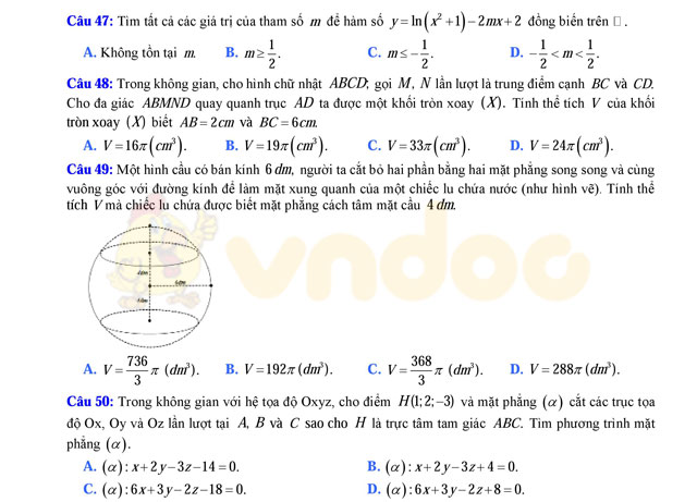 Đề thi thử THPT Quốc gia 2017 môn Toán