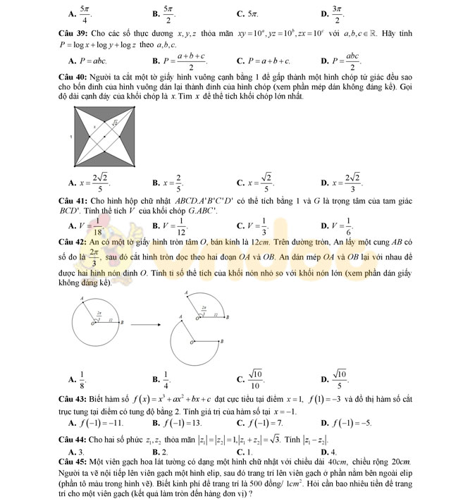 Đề thi thử THPT Quốc gia 2017 môn Toán