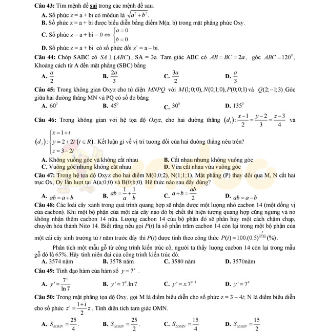 Đề thi thử THPT Quốc gia năm 2017 môn Toán