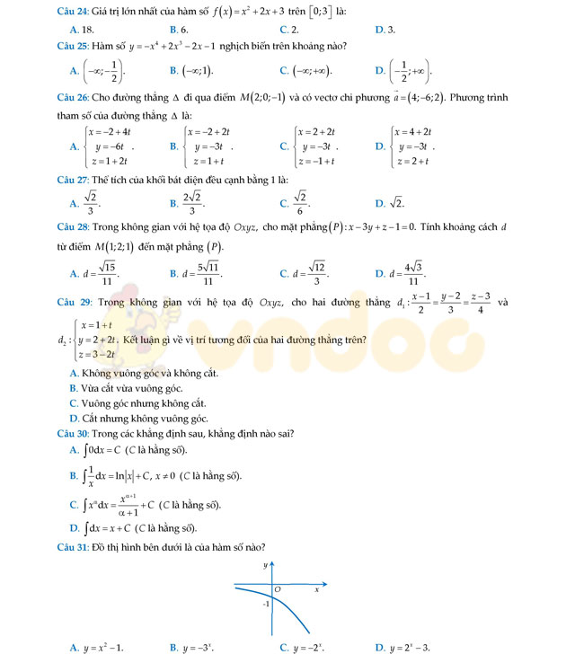 Đề thi thử THPT Quốc gia 2017 môn Toán