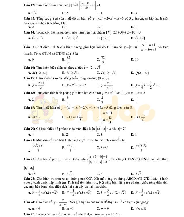 Đề thi thử THPT Quốc gia 2017 môn Toán Đề thi thử THPT Quốc gia 2017 môn Toán