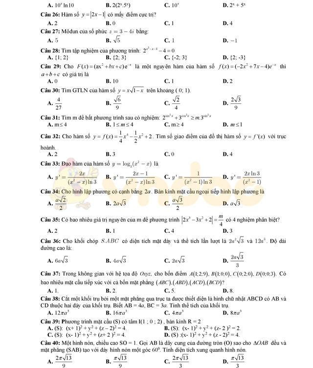 Đề thi thử THPT Quốc gia 2017 môn Toán Đề thi thử THPT Quốc gia 2017 môn Toán