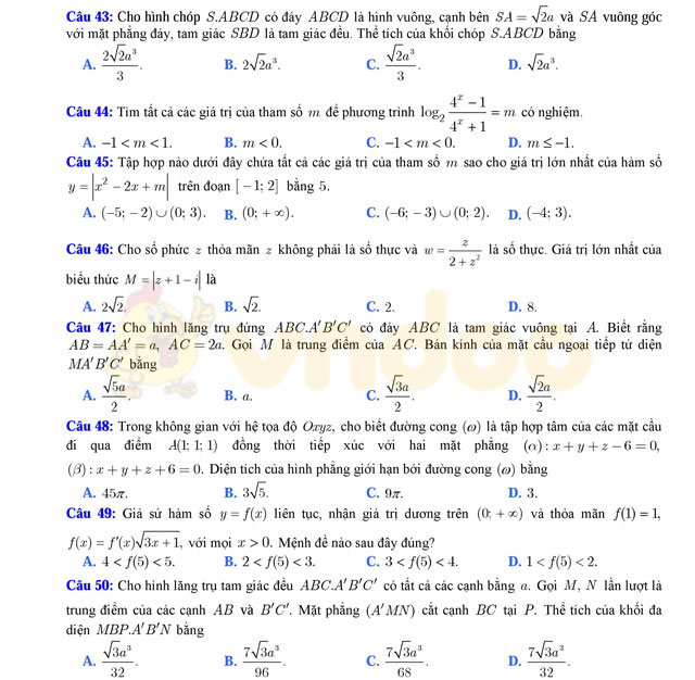 Đề thi thử THPT Quốc gia năm 2017 môn Toán