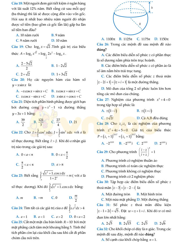 Đề thi thử THPT Quốc gia năm 2017 môn Toán